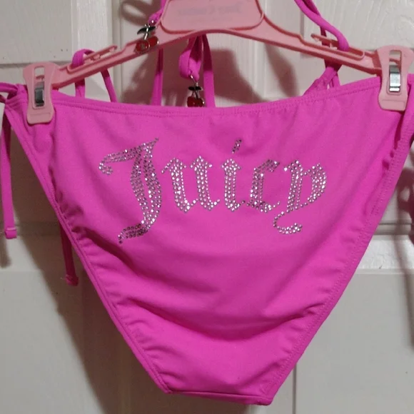 Juicy Couture Hot Pink Rhinestone Cherry 🍒 Bikini Set 🆕 - Picture 9 of 9
